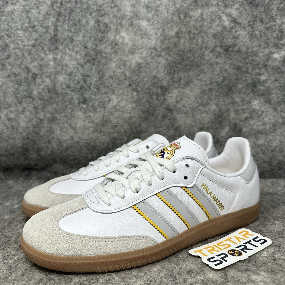Real Madrid x Adidas Samba Shoes Mens Size 13 White Grey Gum Home Kit JQ4038